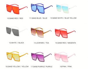 Custom Logo New Fashion Retro Women Big <b>Frame</b> Flat Top <b>Sunglasses</b> Clear Red Blue Shades UV400 Oversized <b>Square</b> <b>Sunglasses</b> Women - Product Image 3