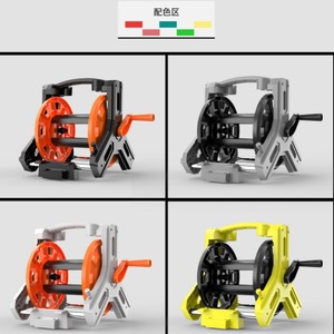 Enrouleur de tuyau portable sur roulettes, en plastique orange, support de rangement manuel pour tuyau d'eau, pour jardin et lavage de voiture - Product Image 1