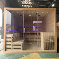 Sauna Kayu Solid untuk 6 Orang, Ruang Sauna Uap Dalam Ruangan untuk Relaksasi dan Terapi Detoksifikasi
