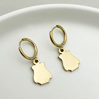 Pendientes de aro chapados en oro esmaltados con bonitos animales dinosaurio delfín elefante mono búho conejo colgante oro Huggie pendientes de aro