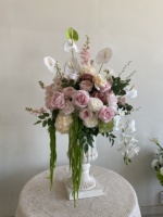 L-R498 Nouvelle Arrivée Bouquet de Fleurs Artificielles de Haute Qualité Bordeaux et Blanc Centre de Table pour Événements, Fêtes et Mariages