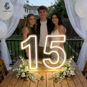 Accessori per Feste, Supporti per Numeri in Acrilico Bianco / Bianco Caldo da 2ft 3ft, <span class=keywords><strong>15</strong></span> Insegne al Neon per Decorazioni di Compleanno <span class=keywords><strong>15</strong></span> Anni, Quinceañera XV - Product Image 2
