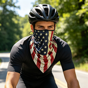 Cache-cou rafraîchissant en soie glacée à motif drapeau américain et cachemire, protection solaire UV, <span class=keywords><strong>cagoule</strong></span>, masque facial pour <span class=keywords><strong>moto</strong></span>, cyclisme, randonnée - Product Image 1