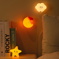 Nouvelle Lampe en Silicone Créative Mini Lune Étoile Nuage pour Chambre à Coucher - Lampe de Chevet Mignonne à Activation Tactile avec Fonction de Recharge USB