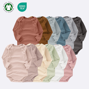 제조업체 슈퍼 소프트 소매 아기 우주복 솔리드 골지 유기농 면 아기 우주복 의류 - Product Image 1