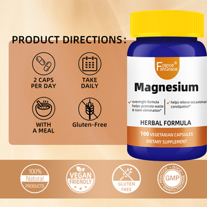 Fabricante de Suplementos Nutracéuticos de Magnesio, Sin Gluten, Salud Digestiva, 100 Cápsulas Vegetarianas de Magnesio - Product Image 2