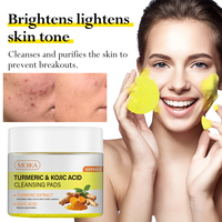 Tampons Nettoyants Personnalisés à Votre Marque à Base de Curcuma et Acide Kojique pour Nettoyage du Visage, Exfoliation et Blanchiment – 50 Lingettes