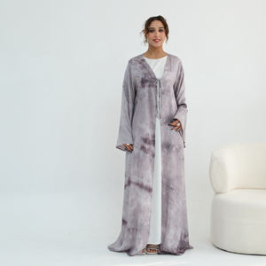 Loriya Manufacture 2026 Dernières robes islamiques pour femmes, robes imprimées à ouverture frontale avec nœud papillon, Abaya Dubaï, Eid Ramadan - Product Image 2