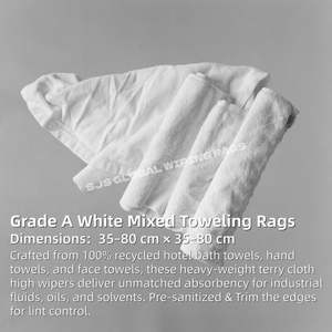 Trapos de Algodón Blanco 100% Reciclado, Trapos de Limpieza, Trapos de Algodón para Limpieza Industrial - Product Image 2