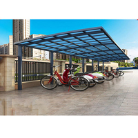 Abri de voiture à pente unique en aluminium avec toit en polycarbonate, vente en gros d'usine