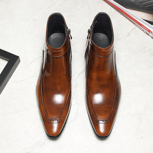 Botas de Tobillo de Cuero Genuino de Lujo para Hombre, Otoño Invierno, Estilo Ejecutivo, con Cordones, Transpirables, Suela de Goma - Product Image 3