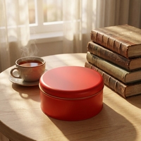 Boîte en fer blanc ronde de qualité alimentaire, multicolore, vide, en métal, avec logo personnalisé pour le thé, les bonbons, les biscuits, l'emballage cadeau