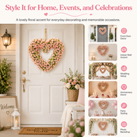 Guirlande de mini roses artificielles en forme de cœur, rose clair, pour décoration murale de porte d'entrée, pour la Saint-Valentin, les mariages, la fête des mères, la maison, l'intérieur