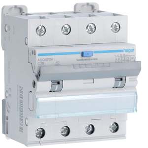 ADQ470H Personalizzabile con Hagers RCBO 10000A 4P curva C 20A tipo AC 30mA 4M - Product Image 1