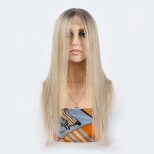 Perruque Lace Front HD 13x4 Premium, Cheveux Humains Raides Blond Cendré Ombré, Pré-épilée - Product Image 5