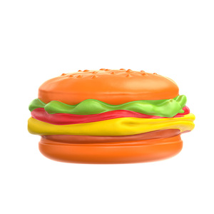 ของเล่นเคี้ยวรูปแฮมเบอร์เกอร์สำหรับสุนัข ทำจากยางธรรมชาติ มีเสียง ช่วยทำความสะอาดฟัน สีส้ม น้ำหนัก 250 กรัม - Product Image 2