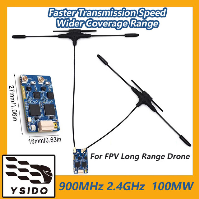 900MHz 2.4GHz RC ELRS Dual Band Gemini Receiver ExpressLRS RX with T Type Antenna for RC FPV Racing Long Range Drone Fixed Wing