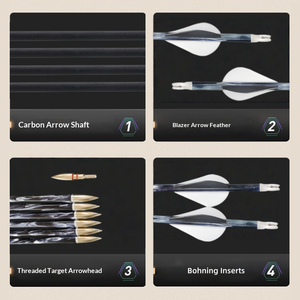 Flèches en carbone OEM 6,2 mm ID 30 pouces, rectitude ±0,003 pouces, spine 300/350/400, ailettes Blazer, pointes 100gr, pour <span class=keywords><strong>arc</strong></span> à poulies - Product Image 3