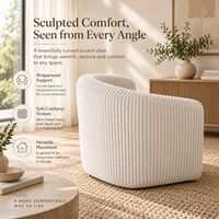 Fauteuil d'appoint moderne en velours côtelé souple sculpté avec dossier incurvé et assise profonde, idéal pour appartement et hôtel, amovible