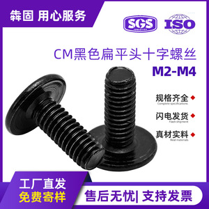 Vis à tête plate CM M1.4 M2 M3 M4, revêtement d'oxydation noire, filetage métrique standard, grade A, niveau 4.8 - Product Image 5