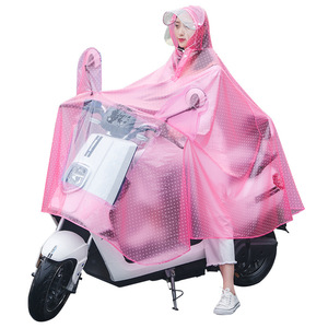 เสื้อกันฝนใส PVC ขนาดใหญ่พิเศษสำหรับผู้หญิงแจ็คเก็ตแบบใช้ซ้ำได้ฝนสำหรับปอนโชสีแดงขาวพิมพ์ลายสำหรับทัวร์กันฝน - Product Image 2