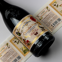 Etiquetas Adhesivas Personalizadas para Botellas de Vino, Holográficas, con Estampado en Dorado, Relieve, Reutilizables, Impermeables y Ecológicas