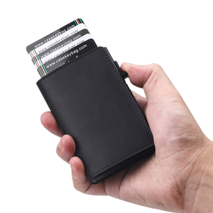 Factory Customization Multifunctional Aluminum <b>Smart</b> <b>Wallet</b> Anti-lost Cover Case for Men's Slim Genuine Leather <b>Wallet</b> - Product Image 1