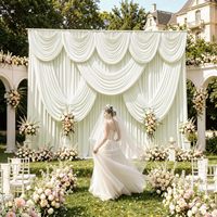 Tirai Latar Belakang Warna Ivory 10ftx12ft 2 Panel Tinggi 12FT untuk Fotografi Pernikahan Pesta Latar Belakang Poliester Halus Dapat Dicuci dengan Mesin