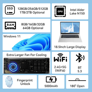 Portátil E185 de 18.5 Pulgadas con Intel N150, Tipo-C PD MAX 45W/65W, <span class=keywords><strong>Pantalla</strong></span> <span class=keywords><strong>Grande</strong></span>, Ordenador Portátil, <span class=keywords><strong>Notebook</strong></span> - Product Image 2