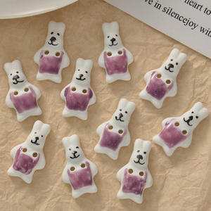 Bouton animal en porcelaine pour la décoration de vêtements pull-over perlé accessoires créatif dessin animé mignon lapin chiot chien <span class=keywords><strong>argile</strong></span> céramique - Product Image 4