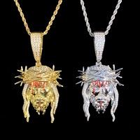 Collier pendentif grand homme en zircon cubique glacé Hip Hop plaqué or collier rappeur punk bijoux