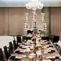 Candélabre en cristal de verre pour mariage, 9 bras, décoration d'intérieur, centre de table de mariage avec 5 bras en cristal