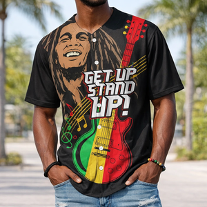 เสื้อเบสบอลของผู้ชายเสื้อเล่นเรกเก้พิมพ์ลาย - Product Image 1