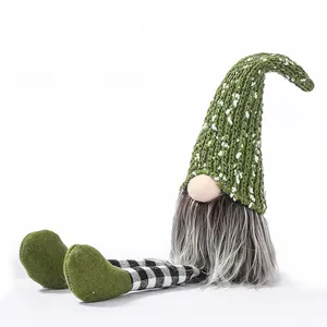 Décoration d'étagère de noël longues jambes tomte suédoise vente en gros peluche sans visage gnomes de noël