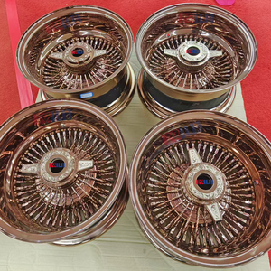 Wire <b>Wheels</b> 13x7 Inch Rose Gold Rims <b>Spoke</b> Rims <b>Spoke</b> Lowider Wire <b>Spoke</b> <b>Wheel</b> - Product Image 4