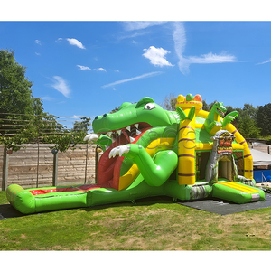 Château gonflable durable en PVC sur le thème <span class=keywords><strong>du</strong></span> <span class=keywords><strong>monde</strong></span> des dinosaures avec toboggan intégré, structure de saut gonflable pour enfants en plein air - Product Image 3