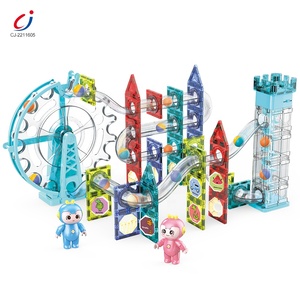 Groothandel Rollende Bal Marmeren Blokken Bouwen Compatibele Magnetische Tegels Bouwstenen Magnetische Kogelbaan Bouwstenen - Product Image 1