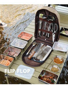 Vaisselle de pique-nique Portable en acier inoxydable ensemble de salle à manger avec sac à main 8 pièces Camping en plein air ustensiles de cuisine ensembles de couteaux de cuisine - Product Image 3