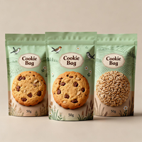 Sachet personnalisé pour biscuits, pochette verticale réutilisable en plastique, emballage scellé avec fermeture éclair, sac Mylar pour biscuits