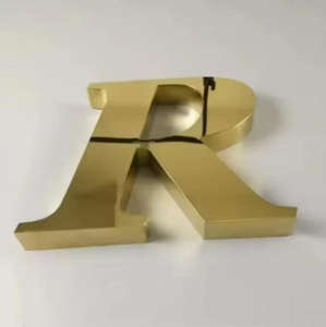 Lettere <span class=keywords><strong>Tridimensionali</strong></span> in Acciaio Inox Personalizzate, Insegne Pubblicitarie per Esterni con Logo 3D in Metallo Dorato Tagliato al Laser - Product Image 3