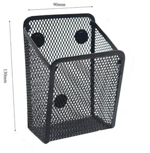 Zwarte Metalen Draadpenhouders Mesh Opslag Magnetische Potloodhouder Met Magneten Pennenhouder