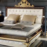 Antike Möbel Französisch Stil Luxus Doppel Holzbett Krone Kopfteil Designs Kingsize-Bett Set Möbel Schlafzimmer