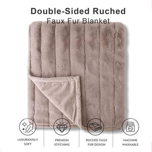 Chăn nỉ cỡ lớn thân thiện với môi trường, di động, 100% polyester, màu trơn, giả lông thú - Product Image 3