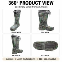 Bottes de chasse camouflage réfléchissantes à cordon de serrage, hauteur genou, en EVA, antidérapantes, imperméables, pour l'extérieur