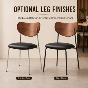 Sedia Cafe Grade in Rovere Affumicato, con Schienale Curvo e Seduta Liscia in Ferro Carbonizzato su Gambe in Nichel per Wonton House e <span class=keywords><strong>Kaya</strong></span> Corner - Product Image 5