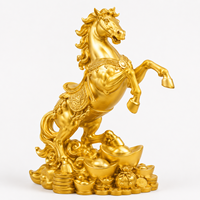 Sculpture de cheval doré en résine peinte à la main, art artistique personnalisé, statue Feng Shui pour la richesse, décoration d'hôtel, de bureau et de villa
