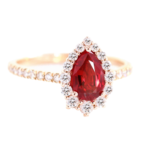 Hailer Joyas 2023 Bagues de fiançailles en or 10k 14k 18k et argent sterling 925 avec halo de rubis rouges pour femmes - Anniversaire de mariage et fête - Product Image 1