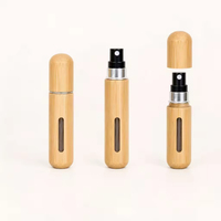 Flacon vaporisateur de parfum en bambou écologique personnalisé, 5 ml, 8 ml, remplissage par le bas, format voyage, avec couvercle en bambou, en plastique, pour parfum