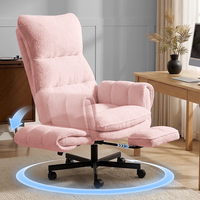 Chaises de bureau ergonomiques de direction, confortables, rembourrées, en velours rose, dossier haut, avec roulettes