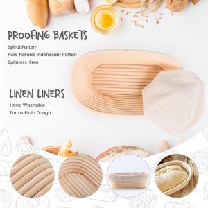 Custom Handmade Eco-Friendly Solid Wood Bread Proofing & Fermentation Basket <b>Set</b> with Breadboard Custom Color Carton Packaging - Product Image 2